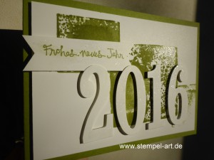 Stampin up Neujahrsgruß nach StempelART, Große Zahlen, Stanze Herzblatt, Wink of Stella, Itty Bitty Akzente 